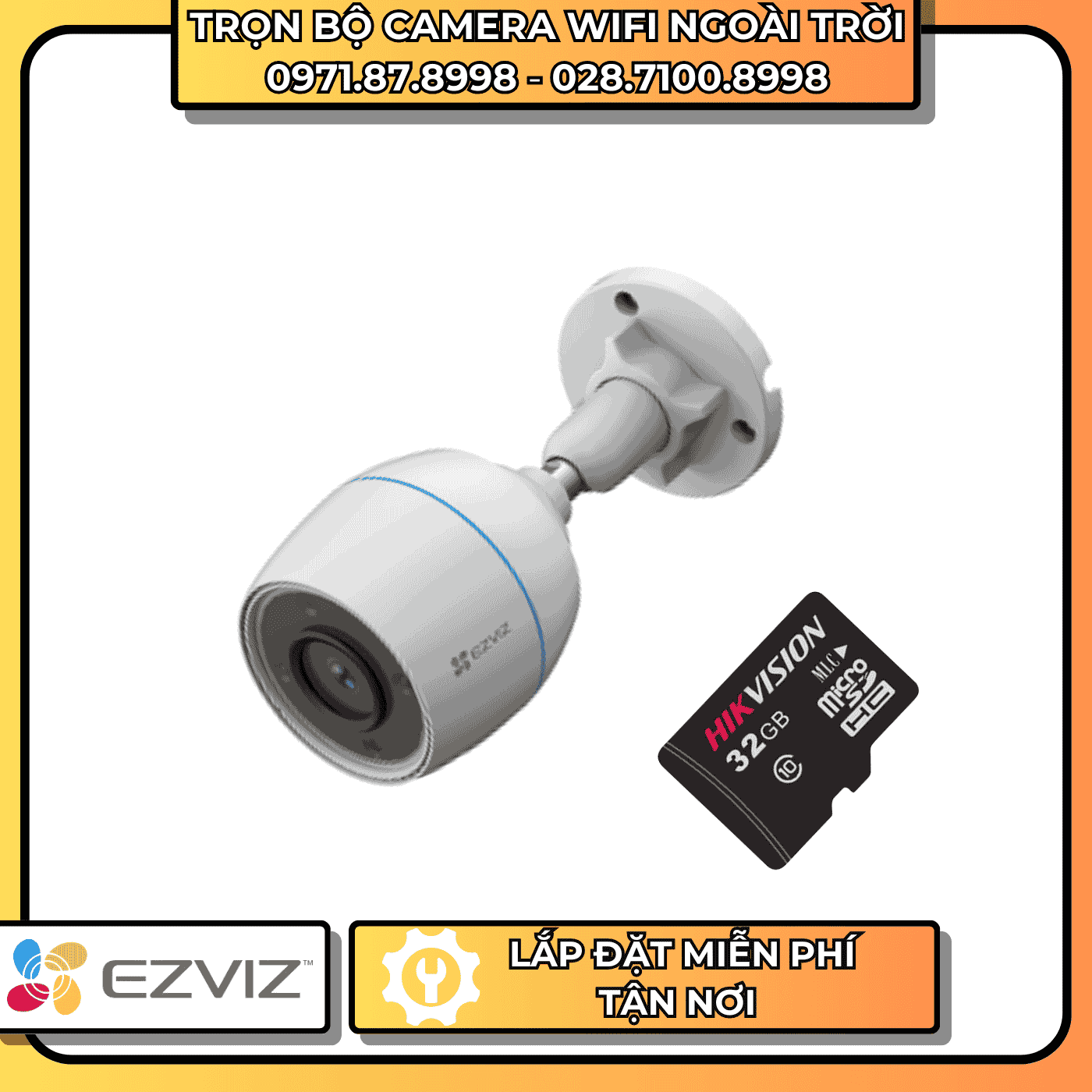 TRỌN BỘ CAMERA WIFI EZVIZ - NGOÀI TRỜI + THẺ NHỚ LƯU TRỮ