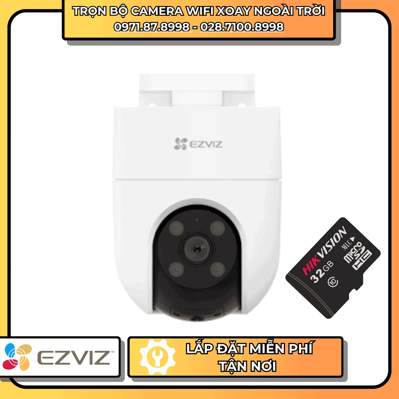 TRỌN BỘ CAMERA WIFI XOAY 360° EZVIZ - NGOÀI TRỜI+ THẺ NHỚ LƯU TRỮ