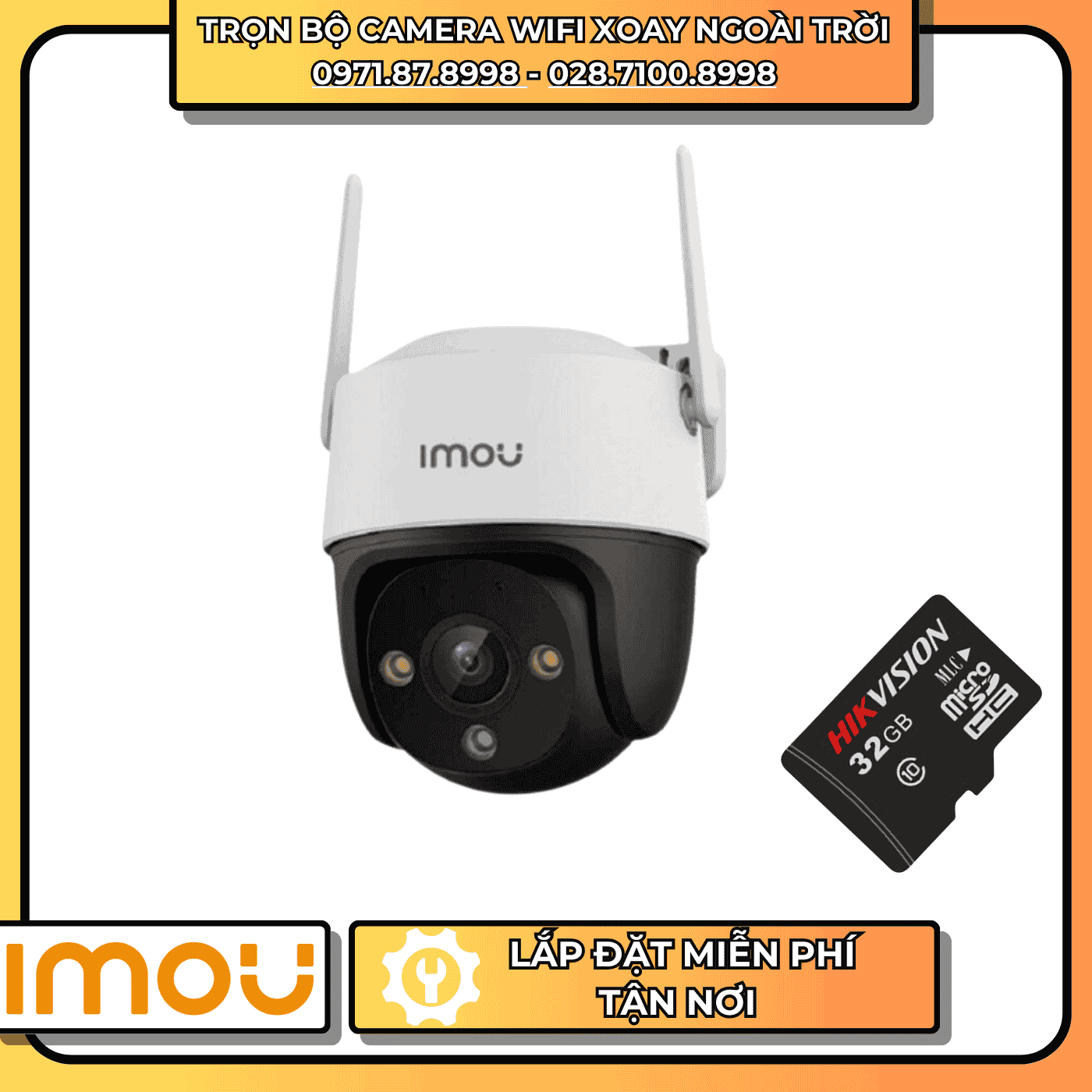 TRỌN BỘ CAMERA WIFI XOAY 360° IMOU - NGOÀI TRỜI + THẺ NHỚ LƯU TRỮ