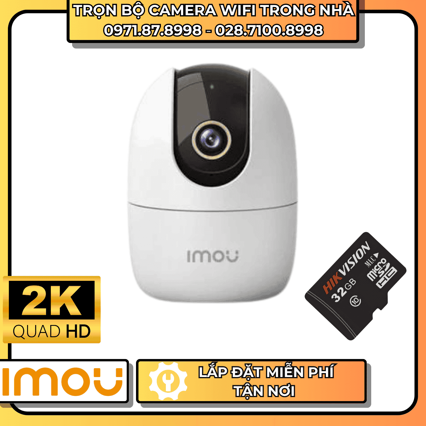 TRỌN BỘ CAMERA WIFI 2K IMOU - TRONG NHÀ + THẺ NHỚ LƯU TRỮ