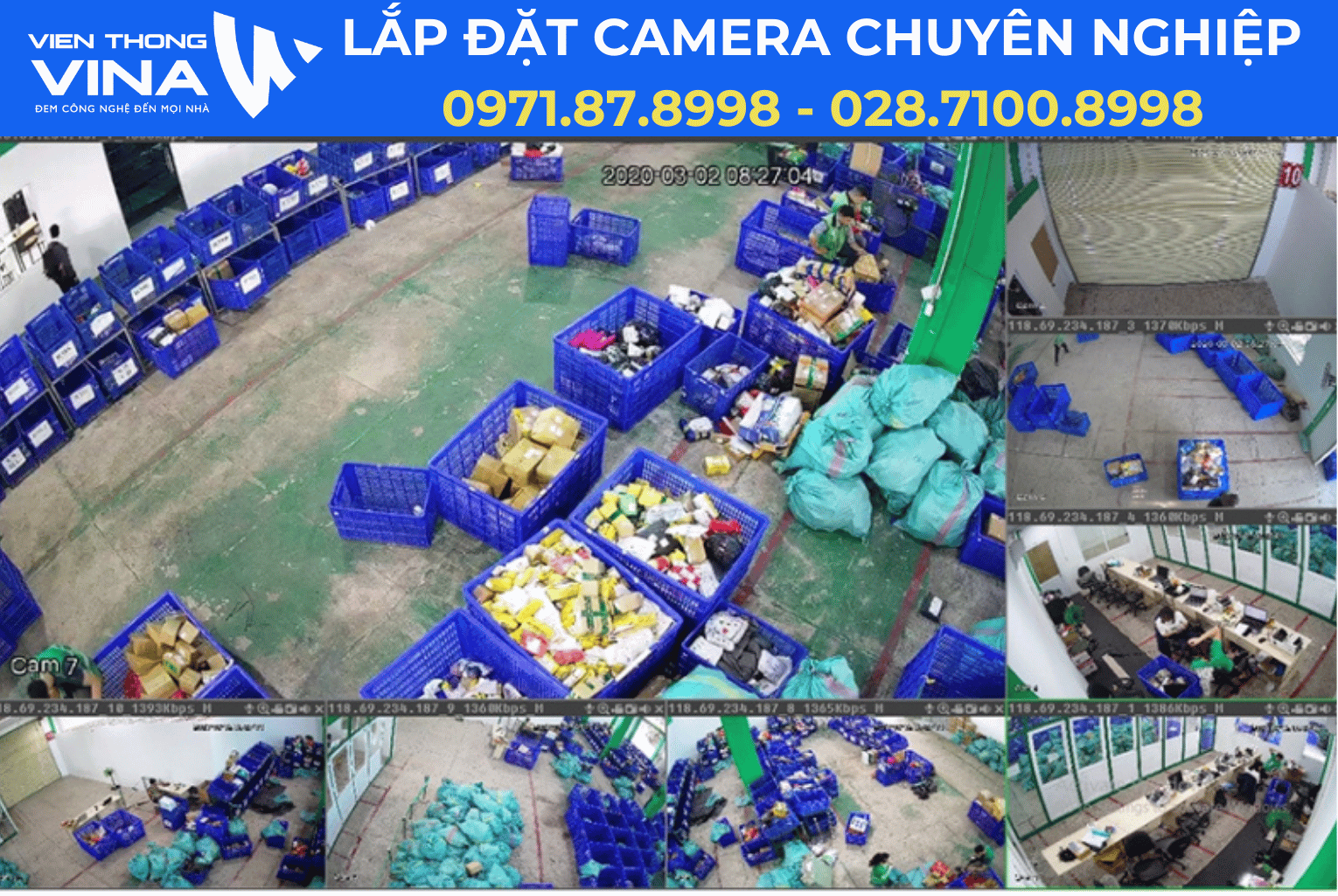 Lắp đặt hệ thống camera quan sát + hệ thống mạng tại kho nhà xưởng của Công ty Cổ phần Giao hàng tiết kiệm