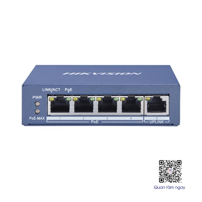 Switch POE GIGABIT 4 cổng PoE 1000Mpbs Hikvision DS-3E0505P-E/M